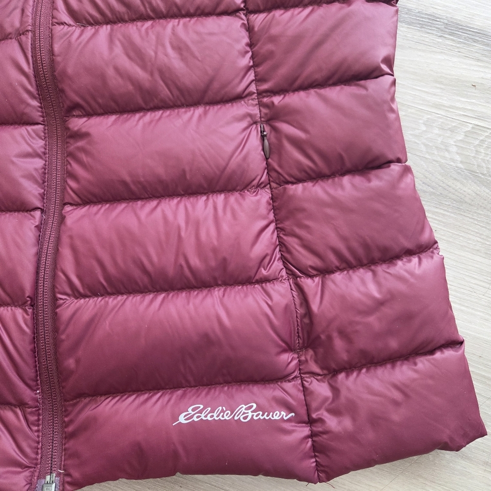 Eddie Bauer EB650 Goose Down Vest Quilted Puffer Maroon Size L - Picture 2 of 12